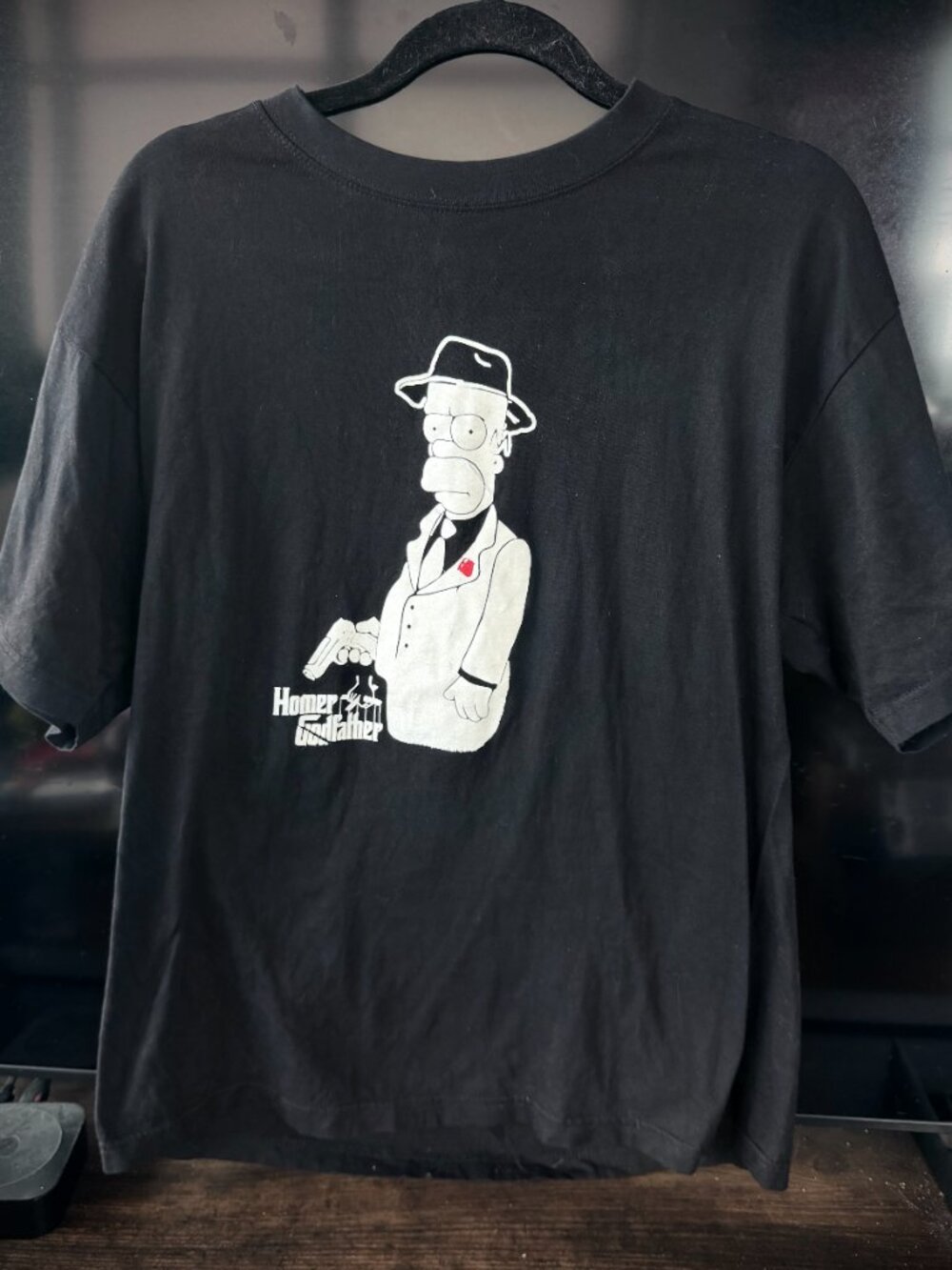 The Simpsons Homer Godfather Graphic Tee Shirt XXL Black Vintage Y2K Style